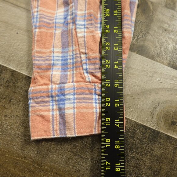 Blue B Collection Plaid Flannel Shirt L – Western Graphic Back, Distressed Hem - Picture 8 of 11
